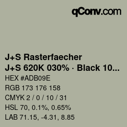 Farbcode: J+S Rasterfaecher - J+S 620K 030% · Black 10% | qconv.com
