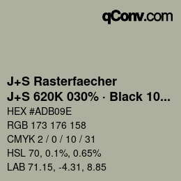 Color code: J+S Rasterfaecher - J+S 620K 030% · Black 10% | qconv.com