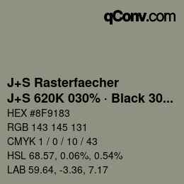 Farbcode: J+S Rasterfaecher - J+S 620K 030% · Black 30% | qconv.com