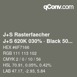 Farbcode: J+S Rasterfaecher - J+S 620K 030% · Black 50% | qconv.com