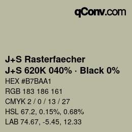 Farbcode: J+S Rasterfaecher - J+S 620K 040% · Black 0% | qconv.com