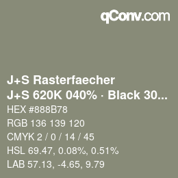 Farbcode: J+S Rasterfaecher - J+S 620K 040% · Black 30% | qconv.com