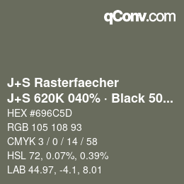 Code couleur: J+S Rasterfaecher - J+S 620K 040% · Black 50% | qconv.com