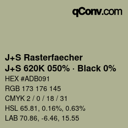 Code couleur: J+S Rasterfaecher - J+S 620K 050% · Black 0% | qconv.com
