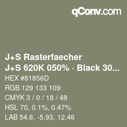 カラーコード: J+S Rasterfaecher - J+S 620K 050% · Black 30% | qconv.com