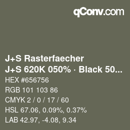 カラーコード: J+S Rasterfaecher - J+S 620K 050% · Black 50% | qconv.com