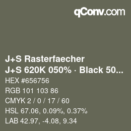 Color code: J+S Rasterfaecher - J+S 620K 050% · Black 50% | qconv.com