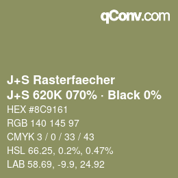 Farbcode: J+S Rasterfaecher - J+S 620K 070% · Black 0% | qconv.com