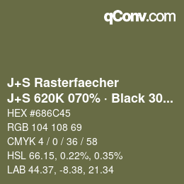 カラーコード: J+S Rasterfaecher - J+S 620K 070% · Black 30% | qconv.com