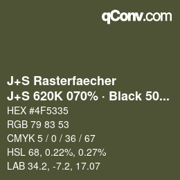 Farbcode: J+S Rasterfaecher - J+S 620K 070% · Black 50% | qconv.com