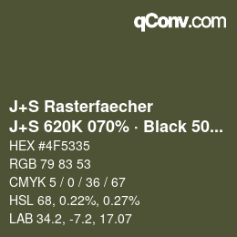 Code couleur: J+S Rasterfaecher - J+S 620K 070% · Black 50% | qconv.com