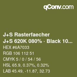 Farbcode: J+S Rasterfaecher - J+S 620K 080% · Black 10% | qconv.com