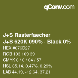 Farbcode: J+S Rasterfaecher - J+S 620K 090% · Black 0% | qconv.com