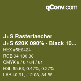 Color code: J+S Rasterfaecher - J+S 620K 090% · Black 10% | qconv.com