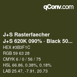 Code couleur: J+S Rasterfaecher - J+S 620K 090% · Black 50% | qconv.com