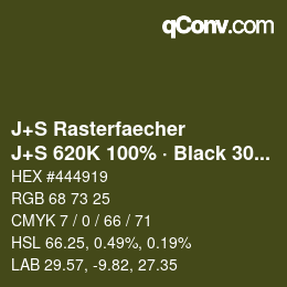 Code couleur: J+S Rasterfaecher - J+S 620K 100% · Black 30% | qconv.com