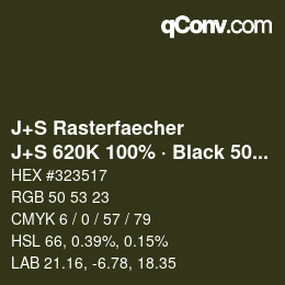 カラーコード: J+S Rasterfaecher - J+S 620K 100% · Black 50% | qconv.com