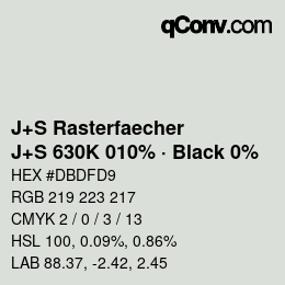 Farbcode: J+S Rasterfaecher - J+S 630K 010% · Black 0% | qconv.com