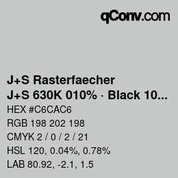 カラーコード: J+S Rasterfaecher - J+S 630K 010% · Black 10% | qconv.com