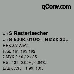 Code couleur: J+S Rasterfaecher - J+S 630K 010% · Black 30% | qconv.com