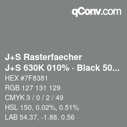 Farbcode: J+S Rasterfaecher - J+S 630K 010% · Black 50% | qconv.com