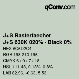 カラーコード: J+S Rasterfaecher - J+S 630K 020% · Black 0% | qconv.com