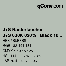 カラーコード: J+S Rasterfaecher - J+S 630K 020% · Black 10% | qconv.com