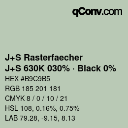 Farbcode: J+S Rasterfaecher - J+S 630K 030% · Black 0% | qconv.com