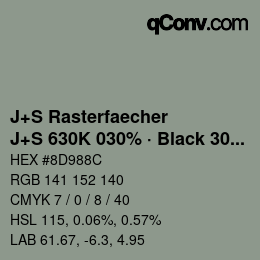 カラーコード: J+S Rasterfaecher - J+S 630K 030% · Black 30% | qconv.com