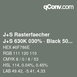 Code couleur: J+S Rasterfaecher - J+S 630K 030% · Black 50% | qconv.com