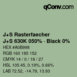 Code couleur: J+S Rasterfaecher - J+S 630K 050% · Black 0% | qconv.com