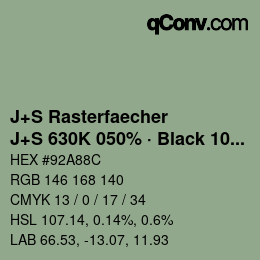 カラーコード: J+S Rasterfaecher - J+S 630K 050% · Black 10% | qconv.com