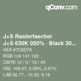 Color code: J+S Rasterfaecher - J+S 630K 050% · Black 30% | qconv.com