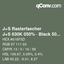 Farbcode: J+S Rasterfaecher - J+S 630K 050% · Black 50% | qconv.com