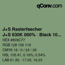 カラーコード: J+S Rasterfaecher - J+S 630K 060% · Black 10% | qconv.com