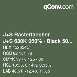 Code couleur: J+S Rasterfaecher - J+S 630K 060% · Black 50% | qconv.com