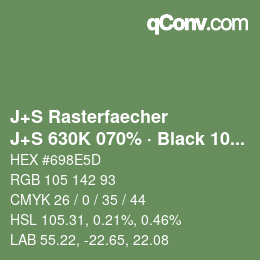 Farbcode: J+S Rasterfaecher - J+S 630K 070% · Black 10% | qconv.com