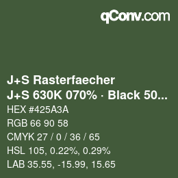 Farbcode: J+S Rasterfaecher - J+S 630K 070% · Black 50% | qconv.com