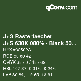 Farbcode: J+S Rasterfaecher - J+S 630K 080% · Black 50% | qconv.com