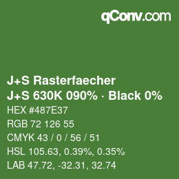 カラーコード: J+S Rasterfaecher - J+S 630K 090% · Black 0% | qconv.com