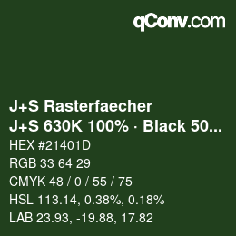 Farbcode: J+S Rasterfaecher - J+S 630K 100% · Black 50% | qconv.com