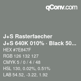 Code couleur: J+S Rasterfaecher - J+S 640K 010% · Black 50% | qconv.com