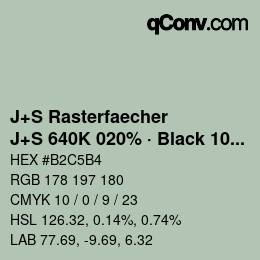 Farbcode: J+S Rasterfaecher - J+S 640K 020% · Black 10% | qconv.com