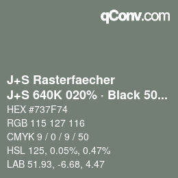Farbcode: J+S Rasterfaecher - J+S 640K 020% · Black 50% | qconv.com