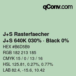 Code couleur: J+S Rasterfaecher - J+S 640K 030% · Black 0% | qconv.com