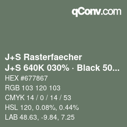 Code couleur: J+S Rasterfaecher - J+S 640K 030% · Black 50% | qconv.com