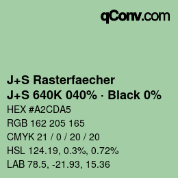 Code couleur: J+S Rasterfaecher - J+S 640K 040% · Black 0% | qconv.com