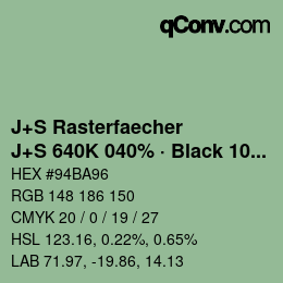 カラーコード: J+S Rasterfaecher - J+S 640K 040% · Black 10% | qconv.com