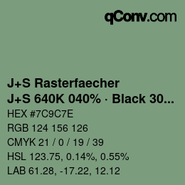 Farbcode: J+S Rasterfaecher - J+S 640K 040% · Black 30% | qconv.com