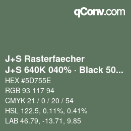 カラーコード: J+S Rasterfaecher - J+S 640K 040% · Black 50% | qconv.com